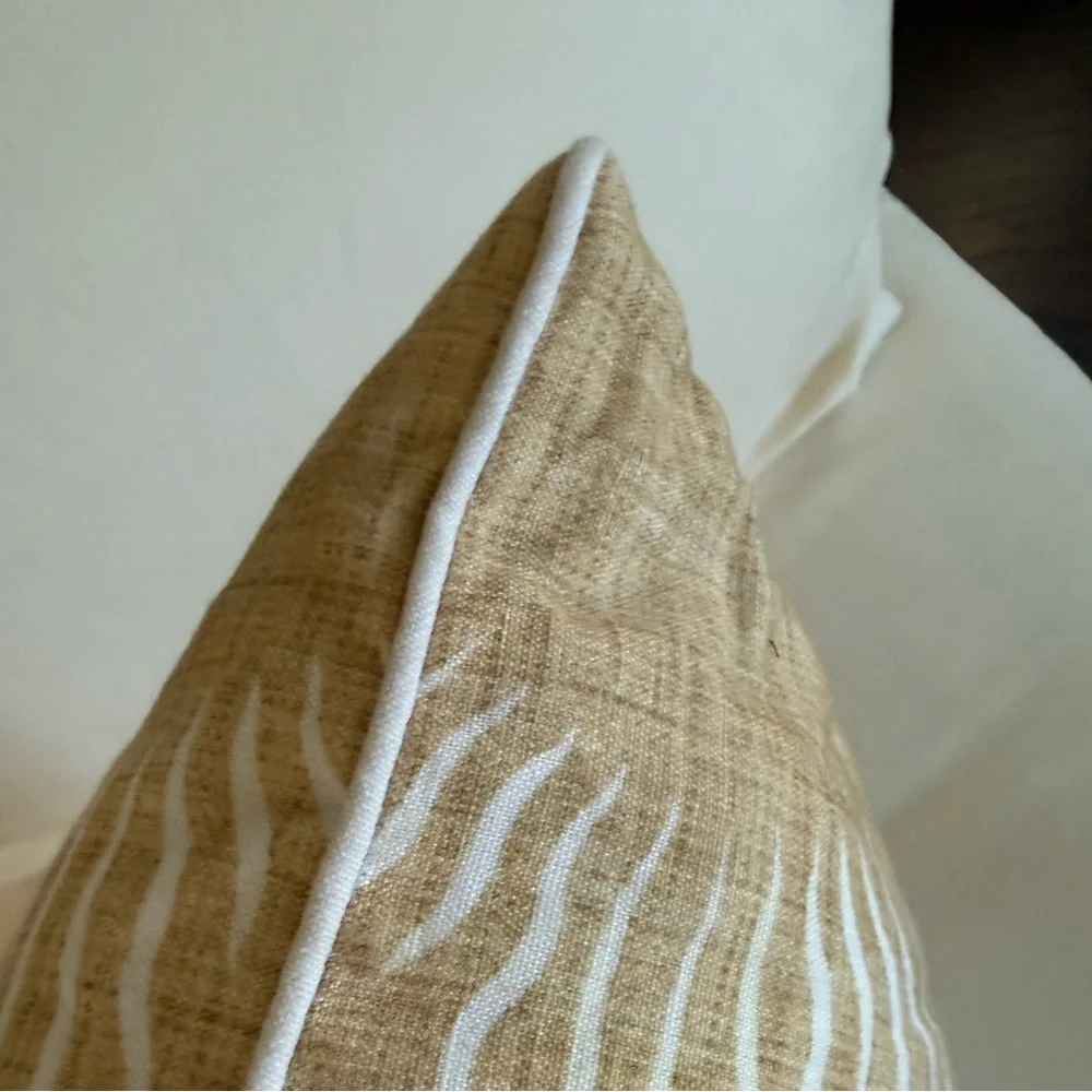 Low Country Linens Natural Sunburst Accent Linen Blend  Pillow Cover 22” Square